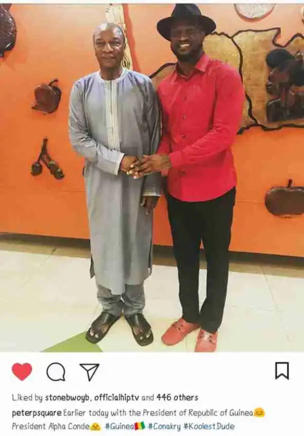 Peter Okoye Pictured With President Of Guinea, Alpha Conde